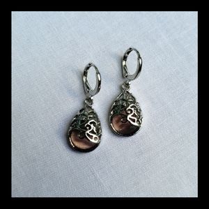 Pink Opal Teardrop Dangle Earrings